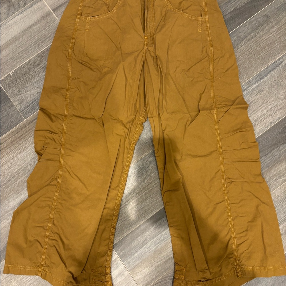 Anthropologie Wide Leg Pants in Mustard Brown